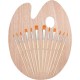 Wooden palette 30*24 oval + 12 brushes of different sizes